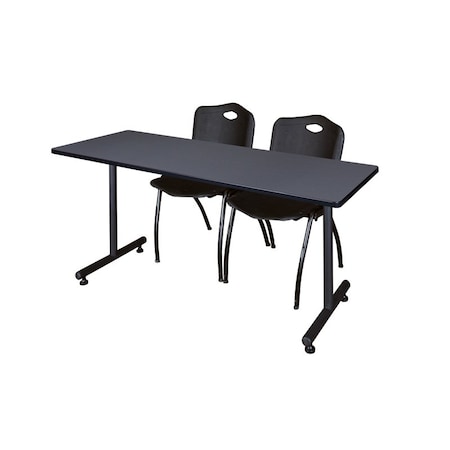 Kobe Rectangle Mobile table, 72" W, 72" H, Laminate Top, Gray MKTRCT7224GY47BK